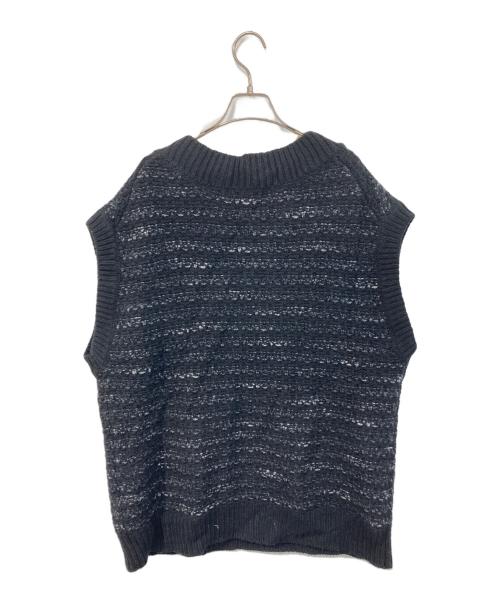23区（ニジュウサンク）23区 (ニジュウサンク) ツイードニット ベスト ブラック サイズ:SIZE 46の古着・服飾アイテム