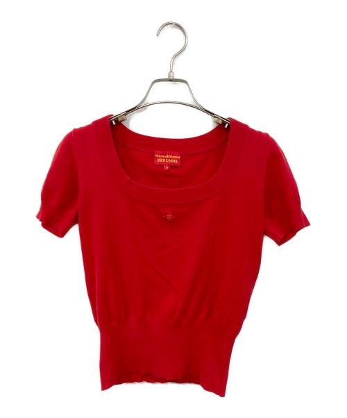 Vivienne Westwood（ヴィヴィアンウエストウッド）Vivienne Westwood (ヴィヴィアンウエストウッド) スクエアネック半袖ニット レッド サイズ:SIZE 2の古着・服飾アイテム