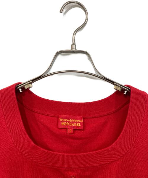 Vivienne Westwood（ヴィヴィアンウエストウッド）Vivienne Westwood (ヴィヴィアンウエストウッド) スクエアネック半袖ニット レッド サイズ:SIZE 2の古着・服飾アイテム