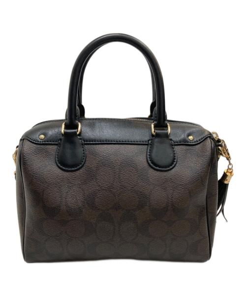 COACH（コーチ）COACH (コーチ) シグネチャーミニボストンバッグ ブラウン×ブラックの古着・服飾アイテム