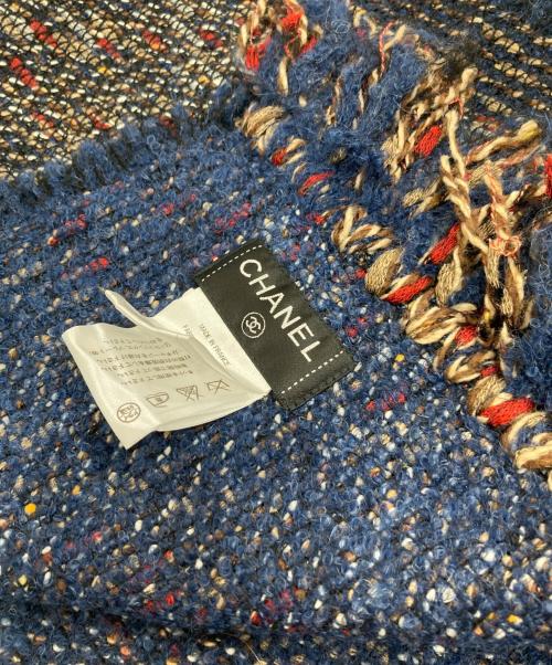 CHANEL（シャネル）CHANEL (シャネル) ツイードマフラー ネイビーの古着・服飾アイテム