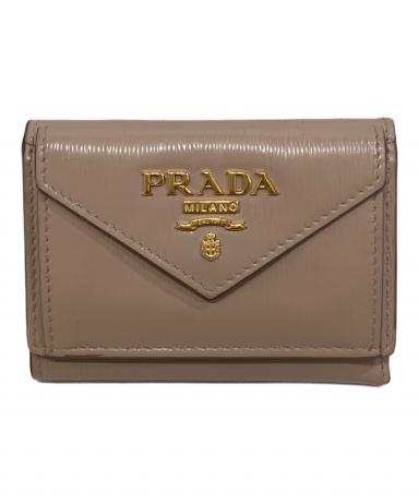中古・古着通販】PRADA (プラダ) サフィアーノ3つ折り財布 ベージュ