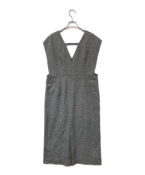 23区（ニジュウサンク）23区 (ニジュウサンク) シルクネップヘリンボーン オールインワン ワンピース グレー サイズ:46の古着・服飾アイテム