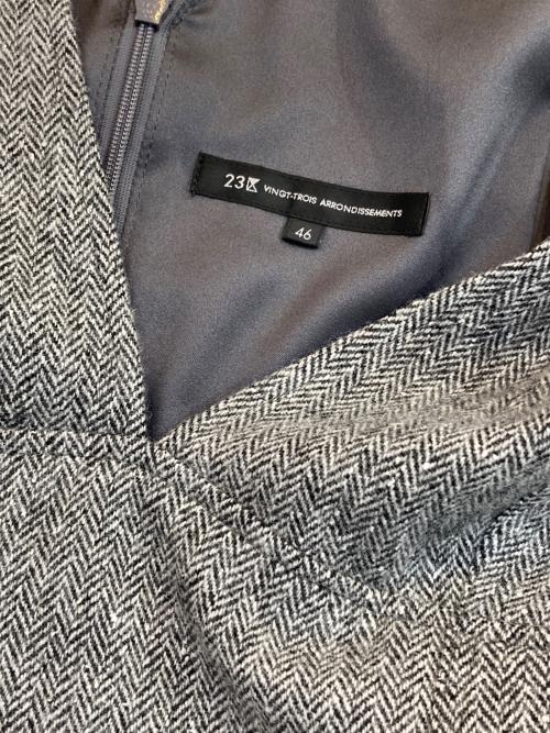 23区（ニジュウサンク）23区 (ニジュウサンク) シルクネップヘリンボーン オールインワン ワンピース グレー サイズ:46の古着・服飾アイテム