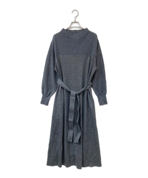 23区（ニジュウサンク）23区 (ニジュウサンク) 【洗える】ウールミルドジャージー ワンピース グレー サイズ:46の古着・服飾アイテム