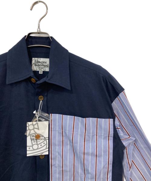 Vivienne Westwood（ヴィヴィアンウエストウッド）Vivienne Westwood (ヴィヴィアンウエストウッド) 切替シャツ ネイビー サイズ:44の古着・服飾アイテム