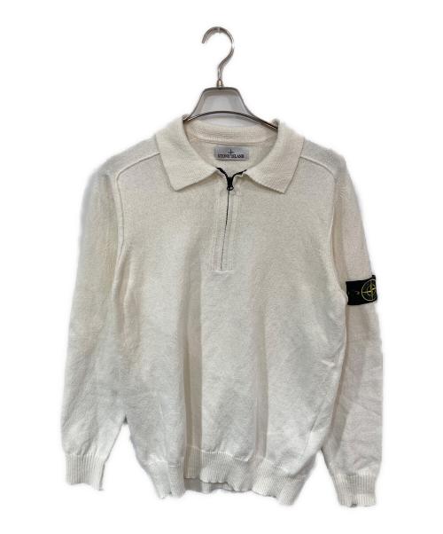 STONE ISLAND（ストーンアイランド）STONE ISLAND (ストーンアイランド) half zip knit polo ホワイト サイズ:XLの古着・服飾アイテム