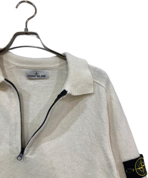 STONE ISLAND（ストーンアイランド）STONE ISLAND (ストーンアイランド) half zip knit polo ホワイト サイズ:XLの古着・服飾アイテム