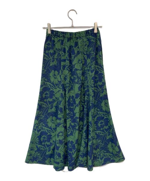 JOURNAL STANDARD relume（ジャーナルスタンダード レリューム）JOURNAL STANDARD relume (ジャーナルスタンダード レリューム) コントラストフラワープリントスカート グリーン×ネイビー サイズ:Fの古着・服飾アイテム