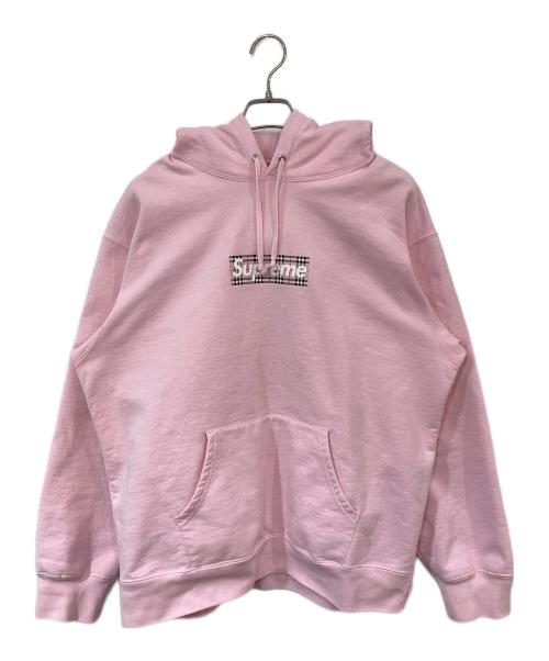 SUPREME（シュプリーム）SUPREME (シュプリーム) BURBERRY (バーバリー) Box Logo Hooded Sweatshirt ピンク サイズ:SIZE Lの古着・服飾アイテム