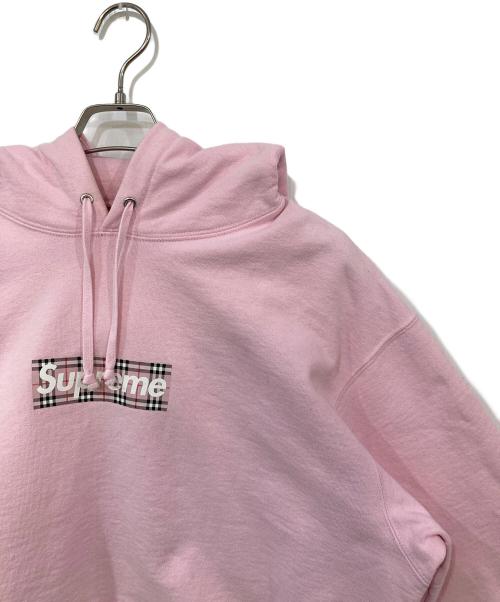 SUPREME（シュプリーム）SUPREME (シュプリーム) BURBERRY (バーバリー) Box Logo Hooded Sweatshirt ピンク サイズ:SIZE Lの古着・服飾アイテム