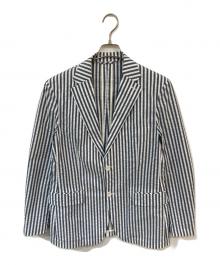 UNIVERSAL LANGUAGE（ユニバーサルランゲージ）の古着「ストライプジャケット」｜ホワイト×グレー
