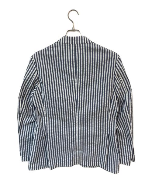 UNIVERSAL LANGUAGE（ユニバーサルランゲージ）UNIVERSAL LANGUAGE (ユニバーサルランゲージ) ストライプジャケット ホワイト×グレー サイズ:XLの古着・服飾アイテム