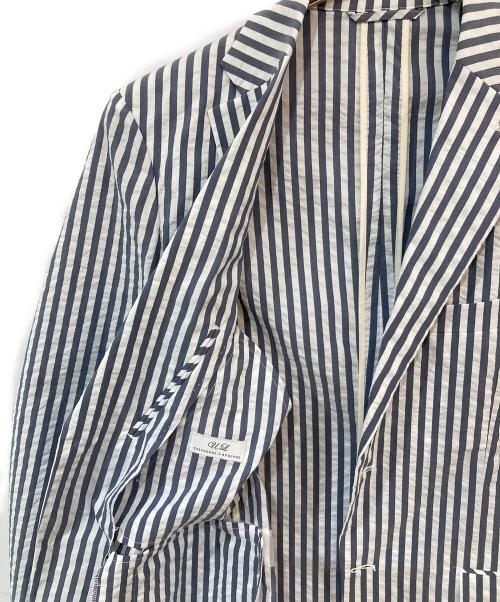 UNIVERSAL LANGUAGE（ユニバーサルランゲージ）UNIVERSAL LANGUAGE (ユニバーサルランゲージ) ストライプジャケット ホワイト×グレー サイズ:XLの古着・服飾アイテム