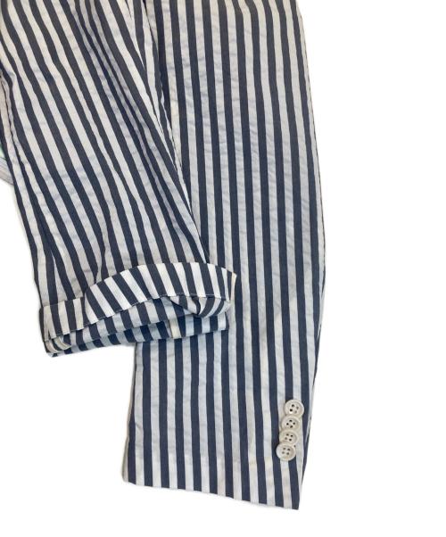 UNIVERSAL LANGUAGE（ユニバーサルランゲージ）UNIVERSAL LANGUAGE (ユニバーサルランゲージ) ストライプジャケット ホワイト×グレー サイズ:XLの古着・服飾アイテム