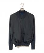 FRED PERRYフレッドペリー）の古着「TEXTURE MIX BOMBER NECK KNIT JACKET/テクスチャーミックスボンバーネックニットジャケット」｜ブラック