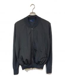 FRED PERRY（フレッドペリー）の古着「TEXTURE MIX BOMBER NECK KNIT JACKET/テクスチャーミックスボンバーネックニットジャケット」｜ブラック