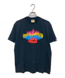 BAPE BY A BATHING APE（ベイプバイアベイシングエイプ）の古着「フレイムプリントTシャツ」｜ブラック