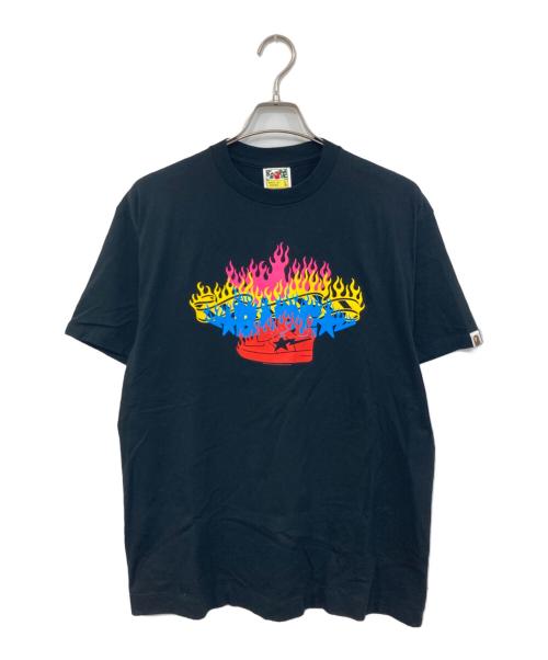BAPE BY A BATHING APE（ベイプバイアベイシングエイプ）BAPE BY A BATHING APE (ベイプバイアベイシングエイプ) フレイムプリントTシャツ ブラック サイズ:SIZE Lの古着・服飾アイテム