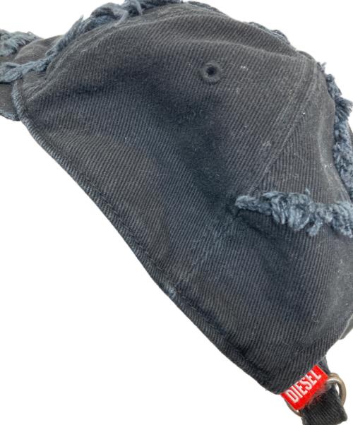 DIESEL（ディーゼル）DIESEL (ディーゼル) ダメージデザインキャップ ブラックの古着・服飾アイテム