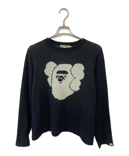 A BATHING APE（ア ベイシング エイプ）A BATHING APE (ア ベイシング エイプ) KAWS APE HEAD ニット ブラック サイズ:Mの古着・服飾アイテム