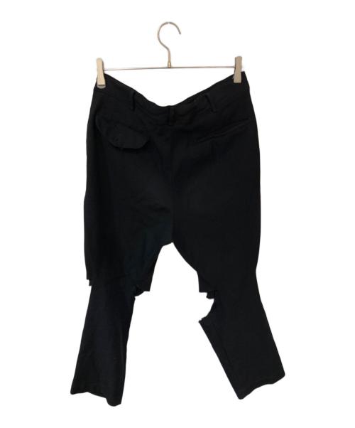 BLACK COMME des GARCONS（ブラックコムデギャルソン）BLACK COMME des GARCONS (ブラックコムデギャルソン) ポリ縮絨カッティングパンツ ブラック サイズ:SIZE Lの古着・服飾アイテム