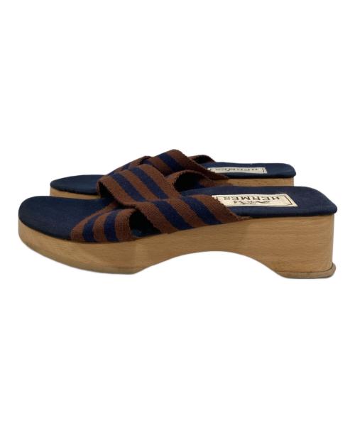 HERMES（エルメス）HERMES (エルメス) フールトゥ ウッドソールサンダル ネイビー サイズ:SIZE 35の古着・服飾アイテム