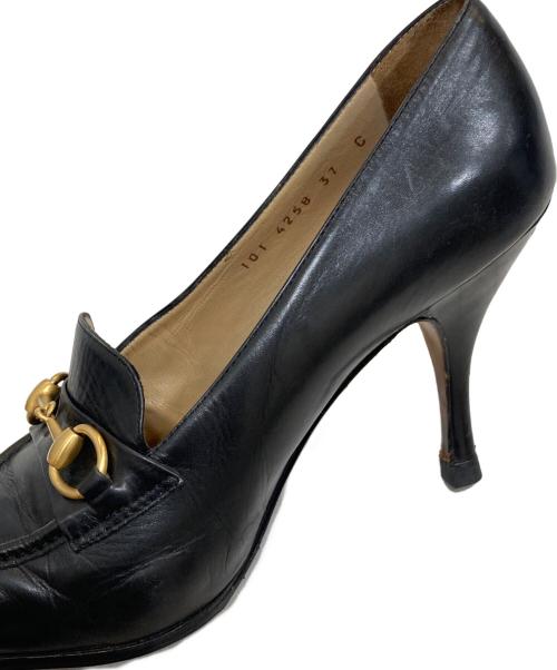 GUCCI（グッチ）GUCCI (グッチ) ホースビットハイヒールパンプス ブラック サイズ:SIZE 37の古着・服飾アイテム