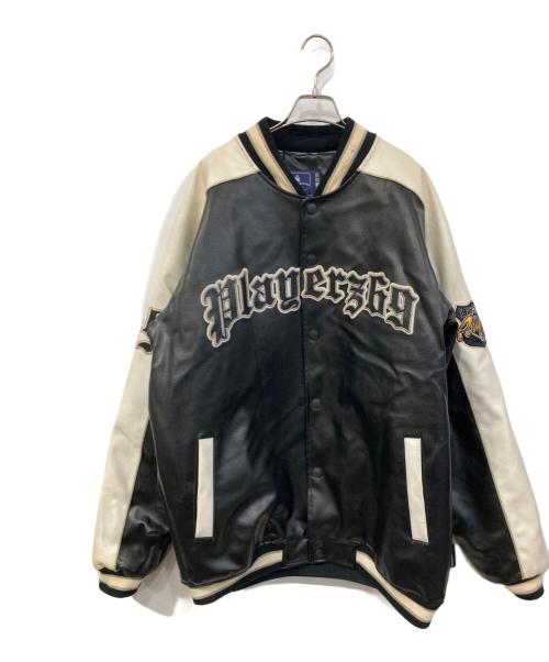 PLAYERZ69（プレイヤーズシックスティナイン）PLAYERZ69 (プレイヤーズシックスティナイン) レザースタジャン ブラック サイズ:2XLの古着・服飾アイテム