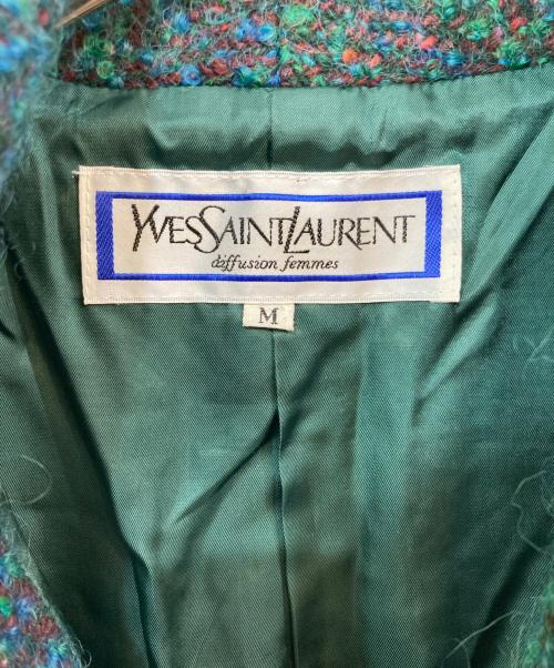 Yves Saint Laurent（イヴサンローラン）Yves Saint Laurent (イヴサンローラン) ツイードコート グリーン サイズ:Mの古着・服飾アイテム