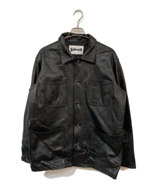 Schott（ショット）Schott (ショット) LAMB LEATHER COVERALL JACKET ブラック サイズ:XLの古着・服飾アイテム