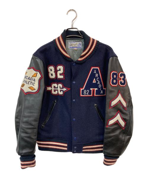 whitesville（ホワイツビル）WHITESVILLE (ホワイツビル) WOOL MELTON AWARD JKT FULL DECO2 ネイビー×ブラック サイズ:40の古着・服飾アイテム