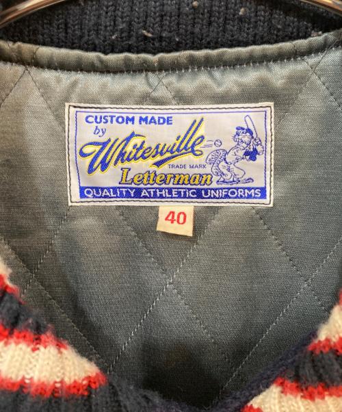 whitesville（ホワイツビル）WHITESVILLE (ホワイツビル) WOOL MELTON AWARD JKT FULL DECO2 ネイビー×ブラック サイズ:40の古着・服飾アイテム