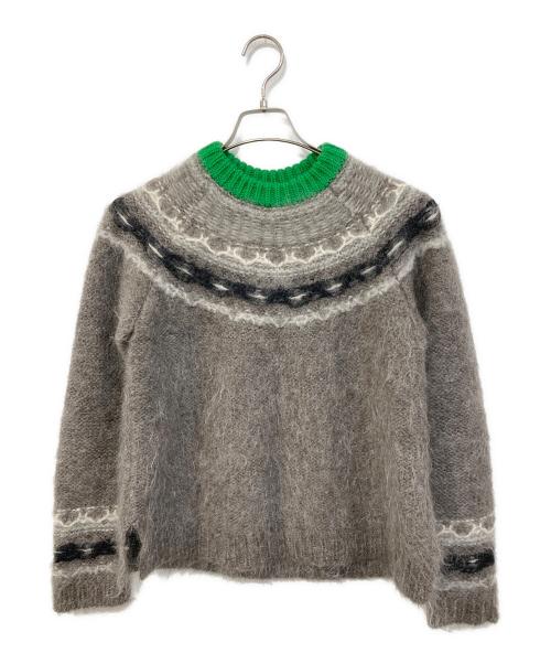 BATONER（バトナ―）BATONER (バトナ―) MOHAIR NORDIC CREW NECK/モヘア ノルディック クルーネック グレー サイズ:SIZE 1の古着・服飾アイテム