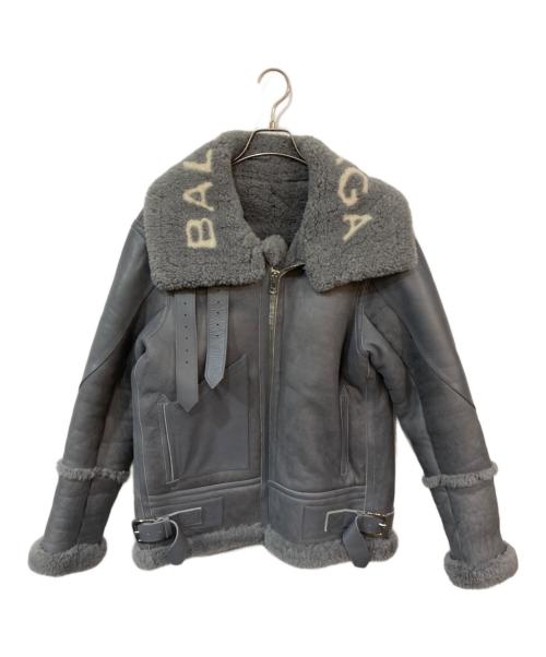BALENCIAGA（バレンシアガ）BALENCIAGA (バレンシアガ) ロゴムートンジャケット グレー サイズ:SIZE 36の古着・服飾アイテム