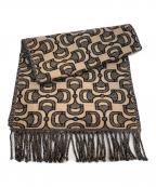 GUCCIグッチ）の古着「ホースビット柄フリンジマフラー」｜ベージュ