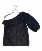 RED VALENTINOレッドヴァレンティノ）の古着「パフスリーブ・ワンショルダーニット」｜ブラック