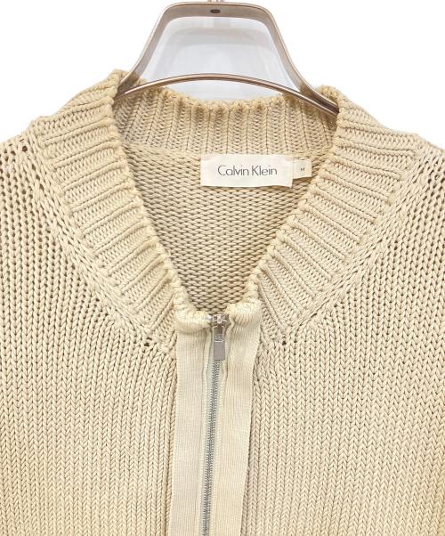 Calvin Klein（カルバンクライン）Calvin Klein (カルバンクライン) ジップアップニット ベージュ サイズ:SIZE Mの古着・服飾アイテム