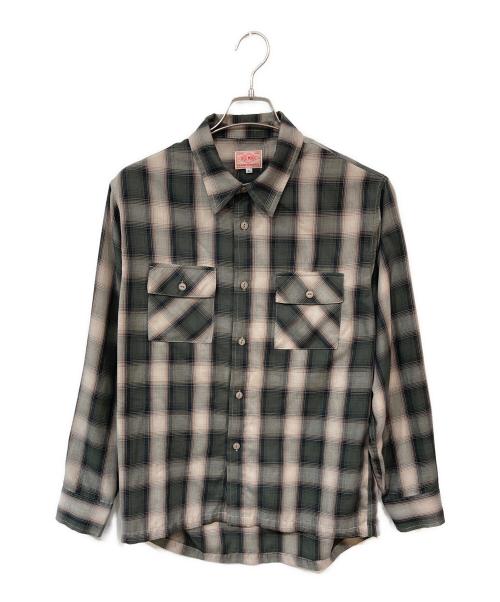 BIG MIKE（ビックマイク）BIG MIKE (ビックマイク) RAYON MIX OMBRE CHECK SHIRTS グリーン サイズ:SIZE Lの古着・服飾アイテム