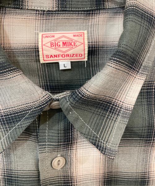 BIG MIKE（ビックマイク）BIG MIKE (ビックマイク) RAYON MIX OMBRE CHECK SHIRTS グリーン サイズ:SIZE Lの古着・服飾アイテム