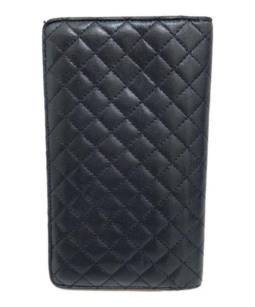 CHANEL（シャネル）CHANEL (シャネル) マイクロマトラッセ 2つ折り財布 ブラックの古着・服飾アイテム