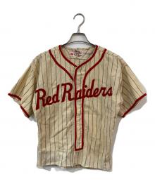 RAWLINGS（ローリングス）の古着「40～50s フランネルベースボールシャツ」｜アイボリー×レッド