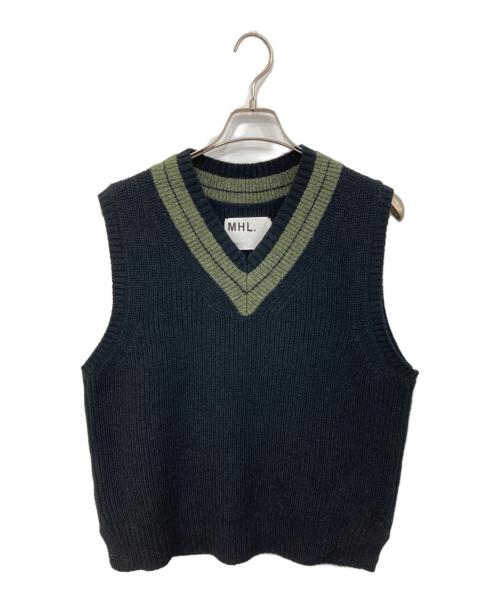 MHL（マーガレットハウエル）MHL (マーガレットハウエル) TOUGH WOOL RIB/タフ・ウール・リブ　 ニットベスト ブラック サイズ:SIZE Mの古着・服飾アイテム