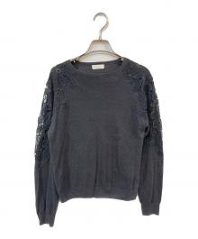 BALLSEY（ボールジィ）の古着「レースコンビ クルーネックプルオーバー」｜グレー