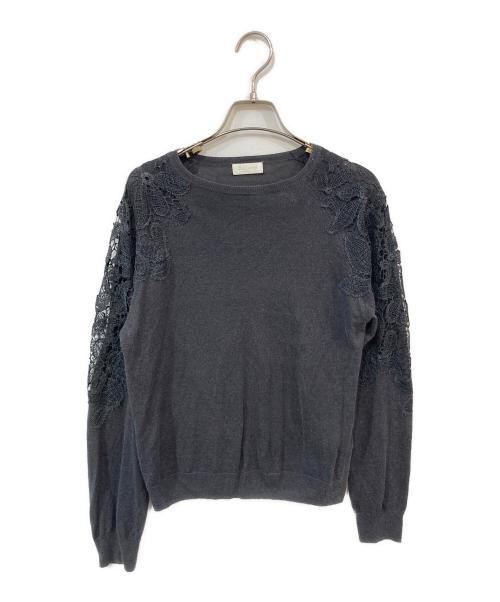 BALLSEY（ボールジィ）BALLSEY (ボールジィ) レースコンビ クルーネックプルオーバー グレー サイズ:Sの古着・服飾アイテム