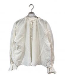 BALLSEY（ボールジィ）の古着「シルクコットン ネックギャザーブラウス」｜ホワイト