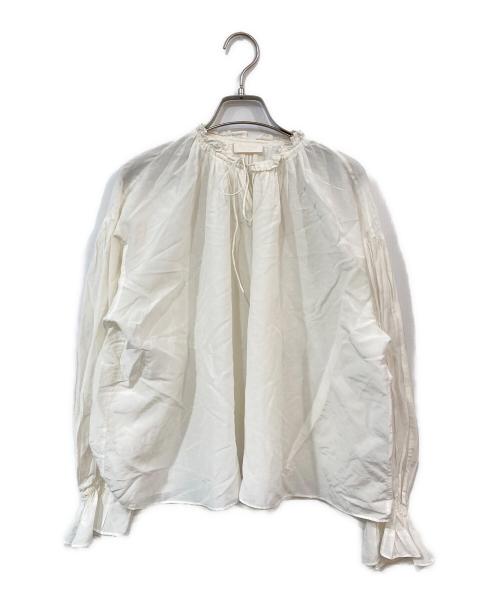 BALLSEY（ボールジィ）BALLSEY (ボールジィ) シルクコットン ネックギャザーブラウス ホワイト サイズ:SIZE 36の古着・服飾アイテム