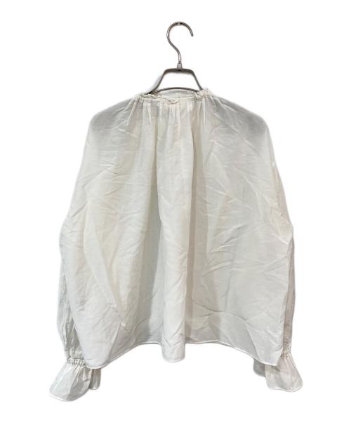 BALLSEY（ボールジィ）BALLSEY (ボールジィ) シルクコットン ネックギャザーブラウス ホワイト サイズ:SIZE 36の古着・服飾アイテム