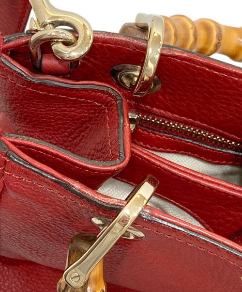 GUCCI（グッチ）GUCCI (グッチ) バンブー スモール バッグ レッドの古着・服飾アイテム