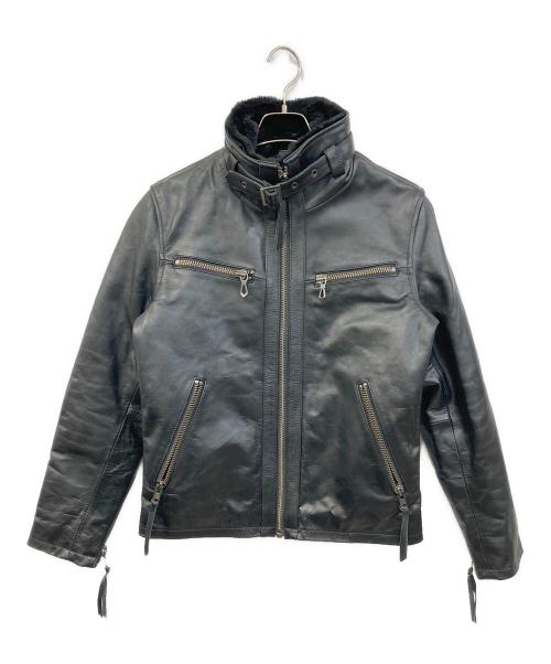 Liugoo Leathers（リューグーレザーズ）Liugoo Leathers (リューグーレザーズ) スタンドカラーレザージャケット ブラック サイズ:SIZE Mの古着・服飾アイテム